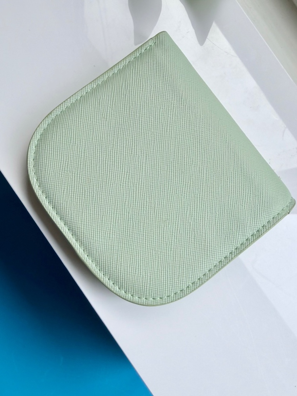 Poketo Vegan Saffiano Leather Dome Wallet In Mint - Picture 2 of 10